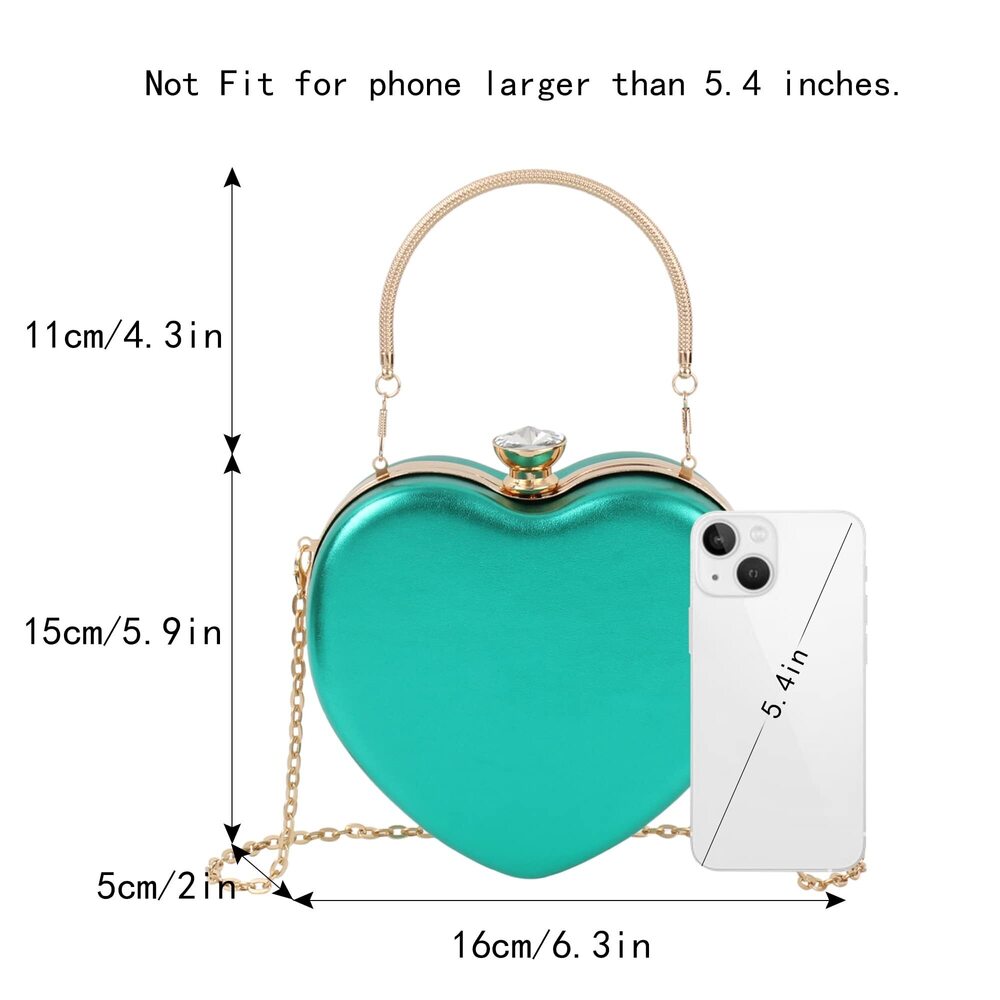 2541 Heart Shape Purse Smooth Pu Leather Shoulder Bag Party Clutch Handbags View 4